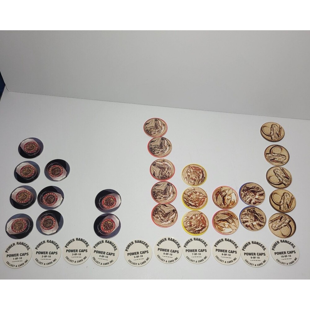 36 Power Rangers Series One (1994 Collect-A-Card) "Power Caps" Insert Pogs 1-10